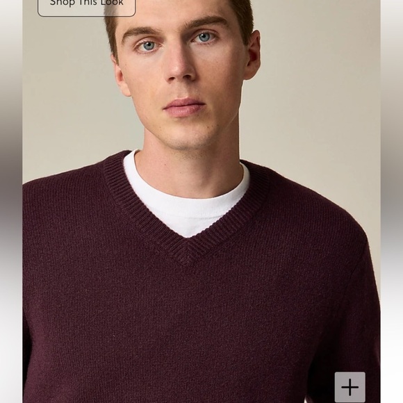 J CREW ITALIAN MERINO WOOL HEFTIER LIGHTWEIGHT WARM V NECK IN BURGUNDY WINE - Picture 7 of 9